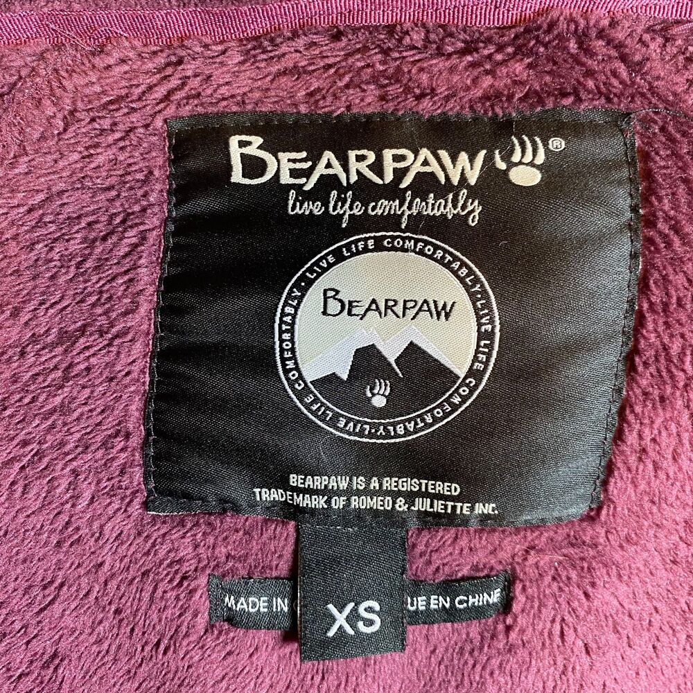 Bearpaw Fleece Jacket Women's Size XS Burgundy Outwear - Picture 6 of 8